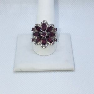 Raspberry Rhodolite and Sterling Silver ring sz 11